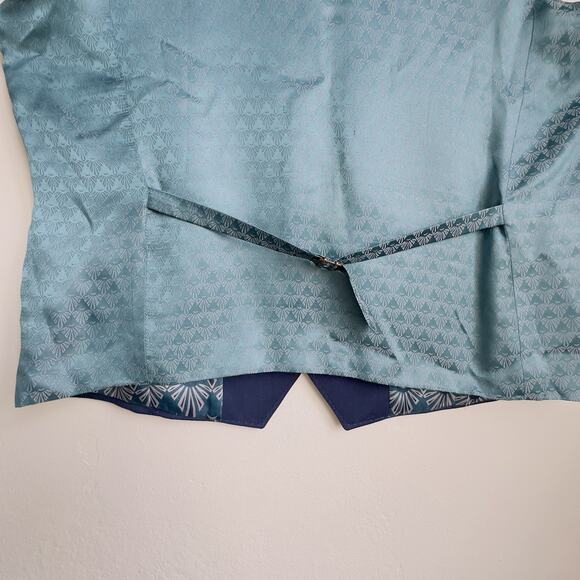 Ted Baker Men’s Wool Vest Navy Waistcoat with Patterned Lining V‑Neck Button 44R - Picture 6 of 9